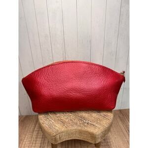 Portland Leather REBA RED Eclipse Makeup Bag FAST SHIP Red Leather Bag NEW